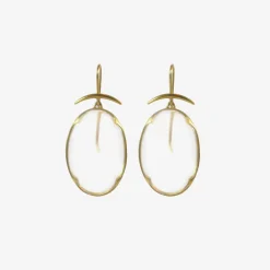 18k & small clear crystal lens earrings