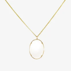 18k & small clear quartz lens pendant
