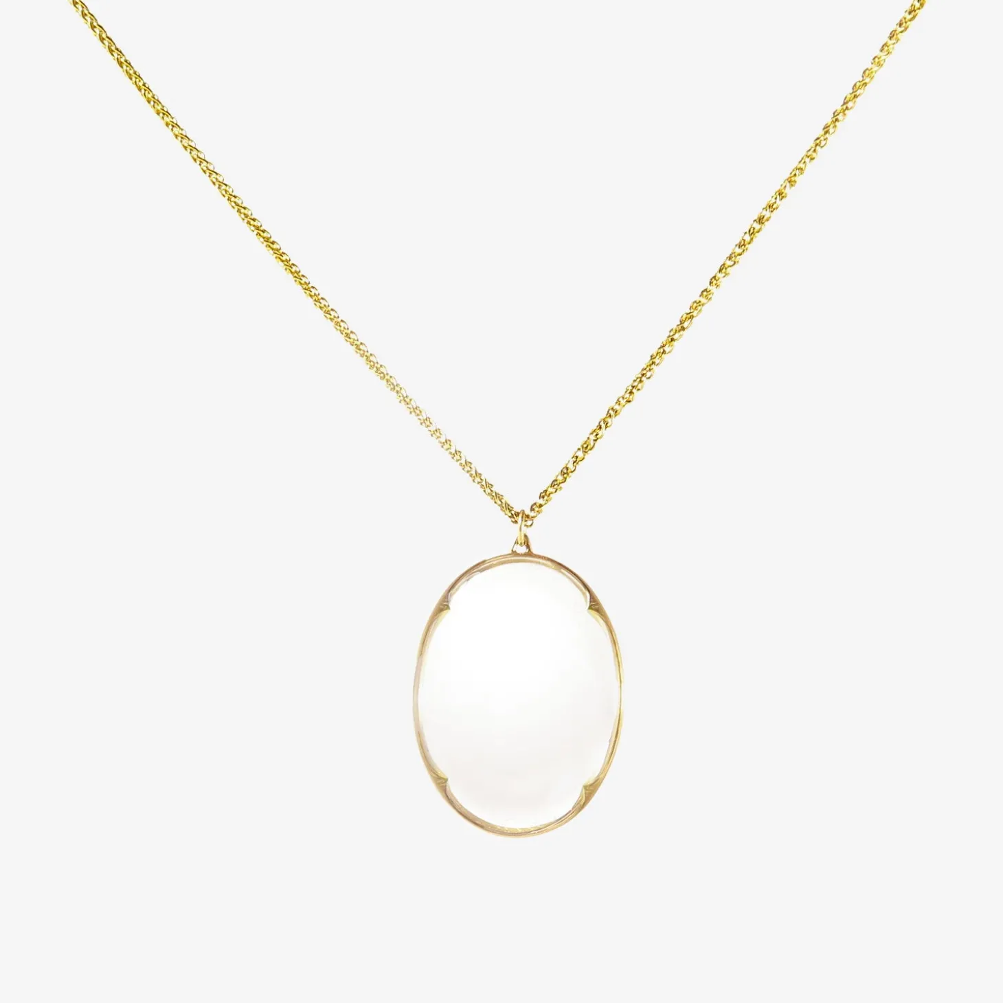 18k & small clear quartz lens pendant