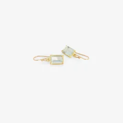 18k & small emerald-cut aquamarine drop earrings