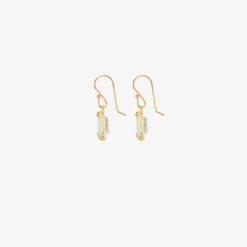 18k & small emerald-cut aquamarine drop earrings