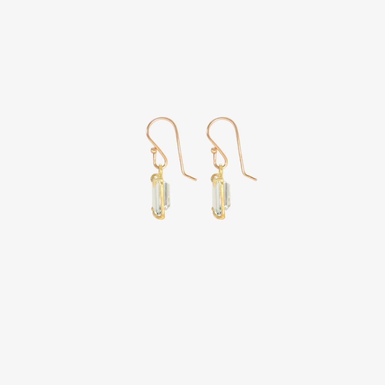 18k & small emerald-cut aquamarine drop earrings