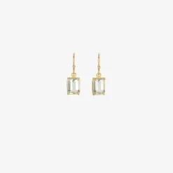 18k & small emerald-cut aquamarine drop earrings