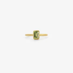 18k & small emerald-cut peridot ring