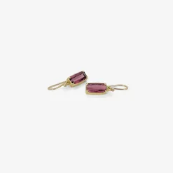 18k & small faceted cushion-shaped rubellite earrings