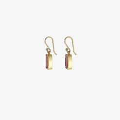 18k & small faceted cushion-shaped rubellite earrings