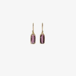 18k & small faceted cushion-shaped rubellite earrings