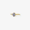18k & small faceted oval blue sapphire ring, .55ct