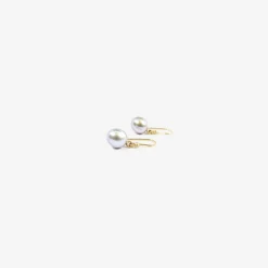 14k & small grey pearl earrings