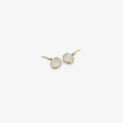 18k & small horizontally-set oval moonstone earrings