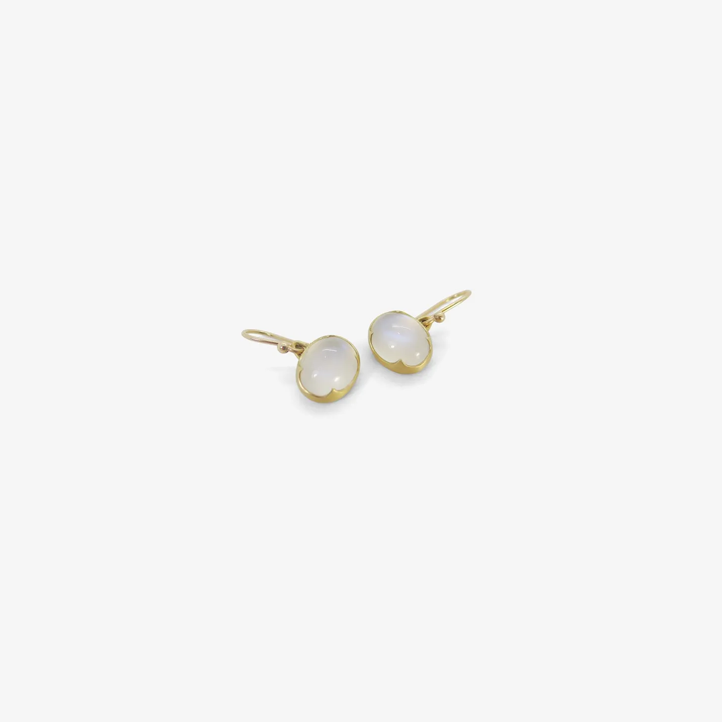18k & small horizontally-set oval moonstone earrings