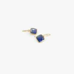18k & small kyanite cushion drop earrings, 5.63ct