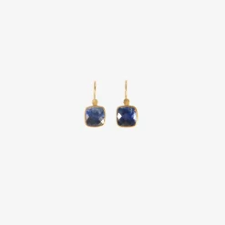 18k & small kyanite cushion drop earrings, 5.63ct