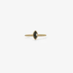 18k & small marquis-shaped blue sapphire ring