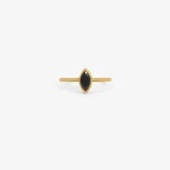 18k & small marquis-shaped dark blue sapphire ring, .45ct