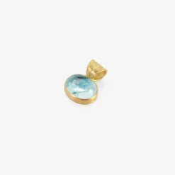 22k & small oval aquamarine pendant