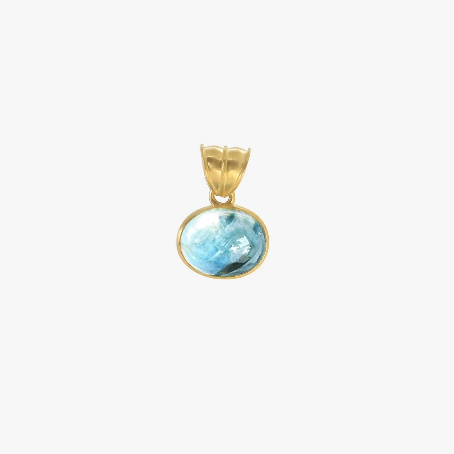 22k & small oval aquamarine pendant
