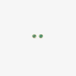 18k & small oval cabochon colombian emerald studs, .65ct