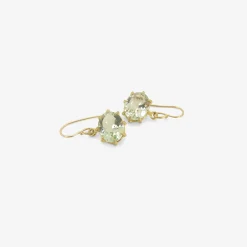 18k & small oval green amethyst east/west earrings