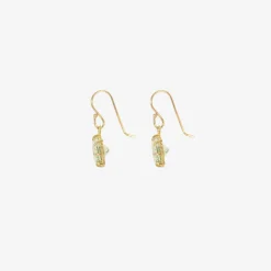 18k & small oval green amethyst east/west earrings