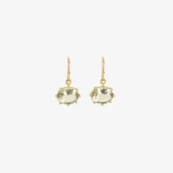 18k & small oval green amethyst east/west earrings