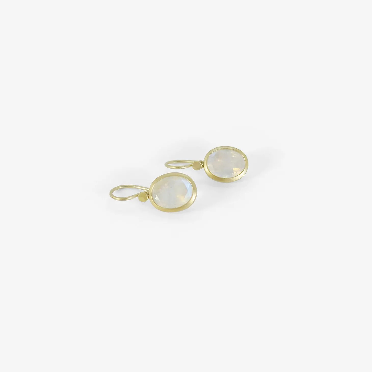 18k & small oval moonstone drop earrings, 6.74ct