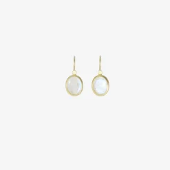 18k & small oval moonstone drop earrings, 6.74ct