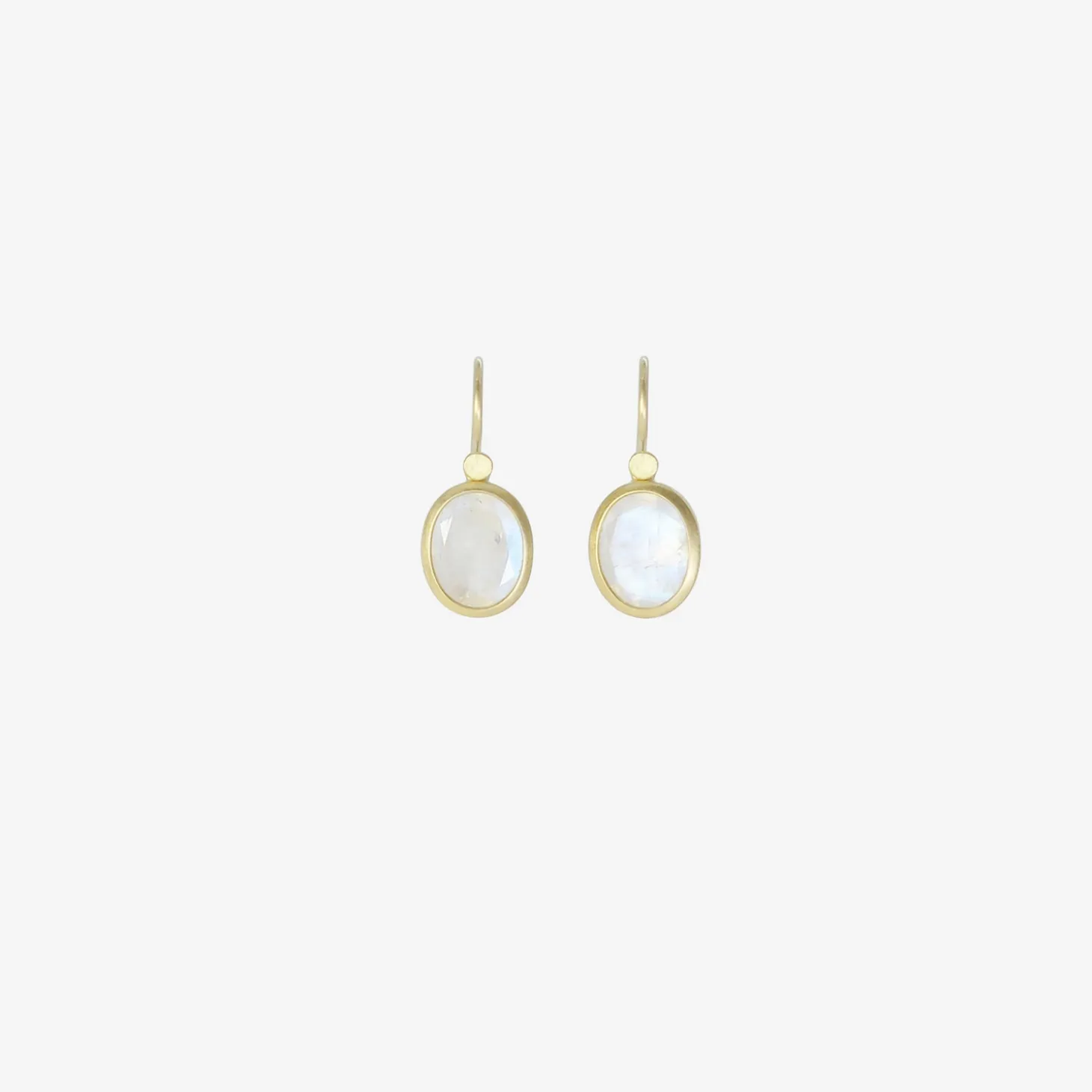 18k & small oval moonstone drop earrings, 6.74ct