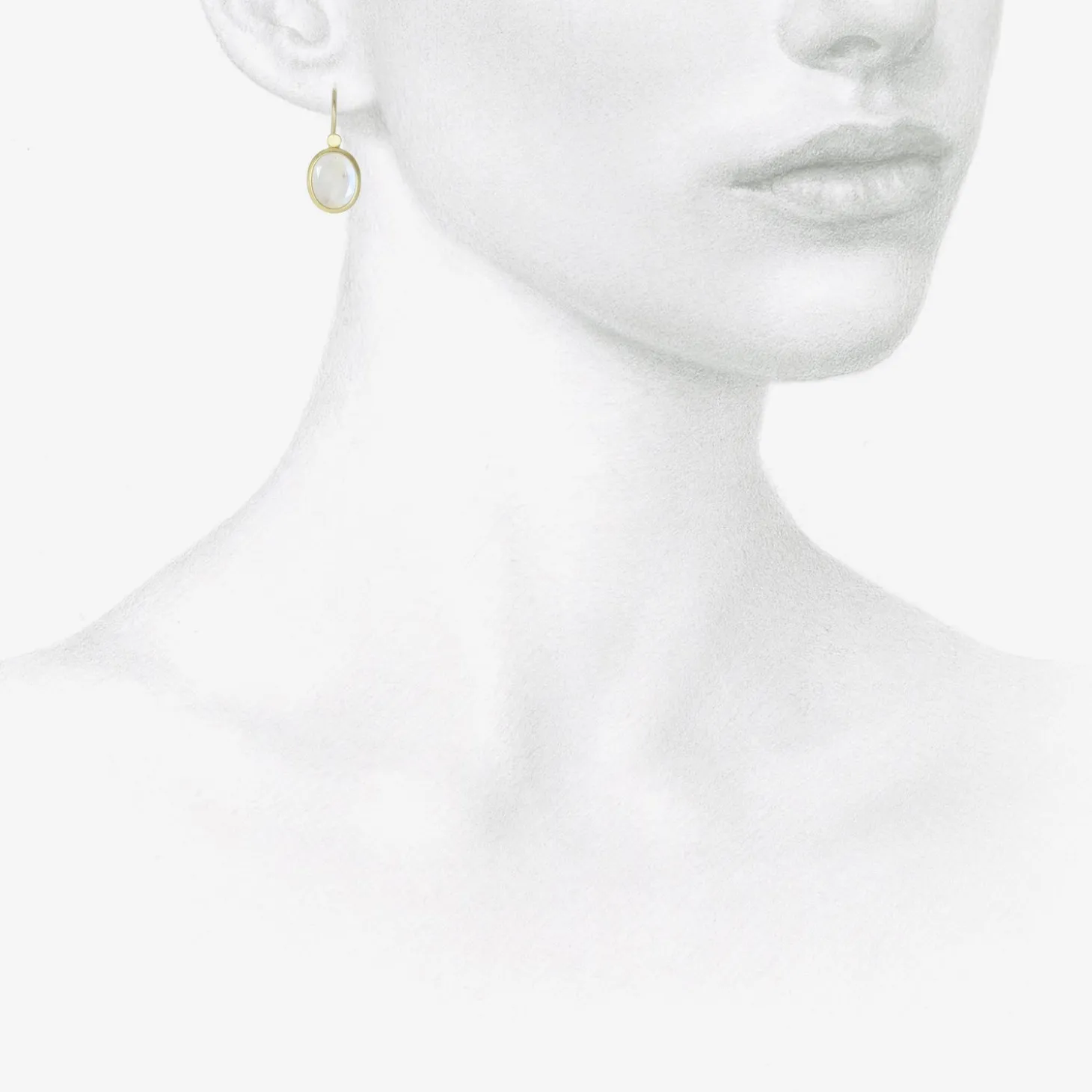 18k & small oval moonstone drop earrings, 6.74ct