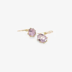 18k & small oval rose lavender amethyst east/west earrings