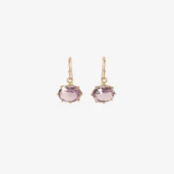18k & small oval rose lavender amethyst east/west earrings