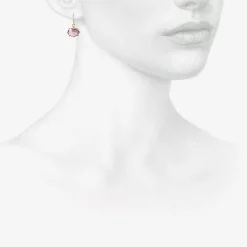 18k & small oval rose lavender amethyst east/west earrings