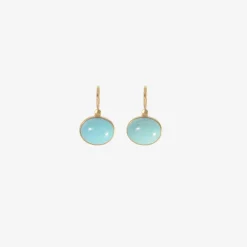 18k & small oval sleeping beauty turquoise earrings, 8.10ct