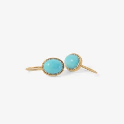 18k & small oval turquoise earrings with platinum bezel