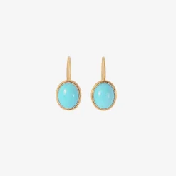 18k & small oval turquoise earrings with platinum bezel