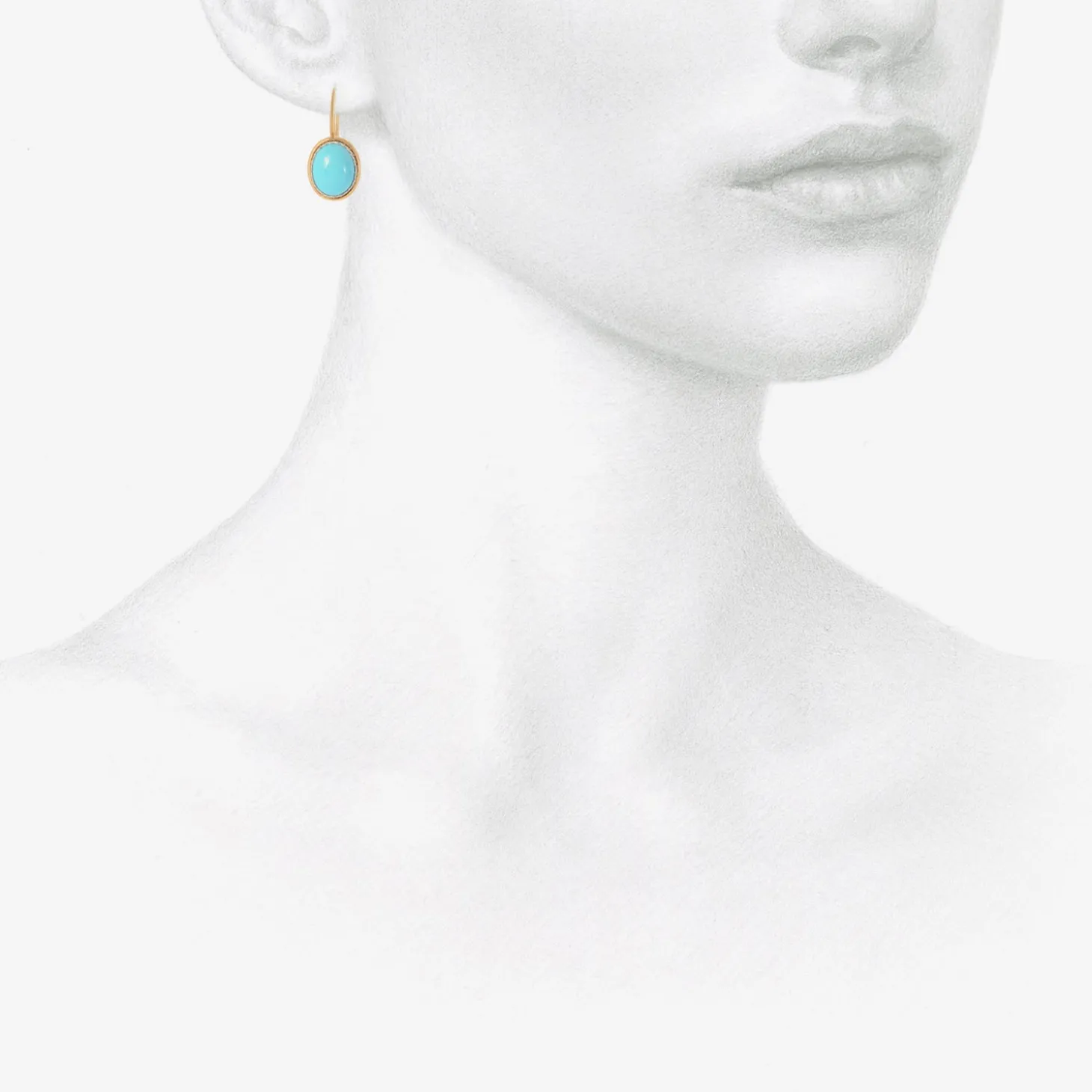 18k & small oval turquoise earrings with platinum bezel