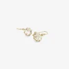 18k & small oval white topaz east / west earrings