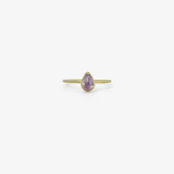 18k & small pear-shaped cabochon pink sapphire ring, .77ct