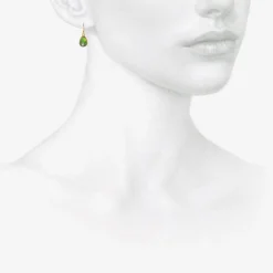 18k & small pear-shaped green tourmaline cabochon earrings