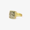 18k & small pyrite in quartz chiclet ring, 3.7ct