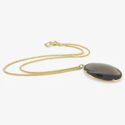 18k & small smoky quartz lens pendant