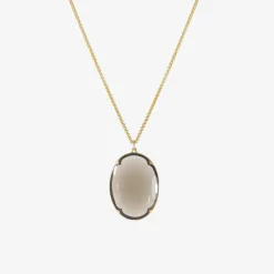 18k & small smoky quartz lens pendant