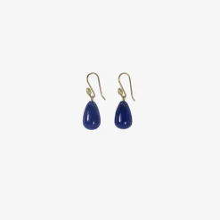 14k & small teardrop lapis hand-cut earrings
