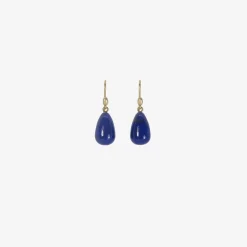 14k & small teardrop lapis hand-cut earrings