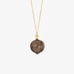 10k & smoky quartz hickory nut pendant