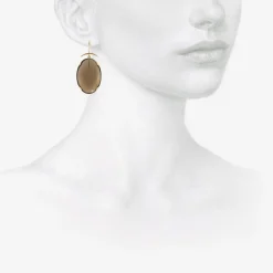 18k & smoky quartz lens earrings