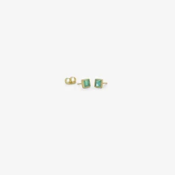 18k & square brazilian emerald studs, .62ct