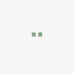 18k & square brazilian emerald studs, .62ct