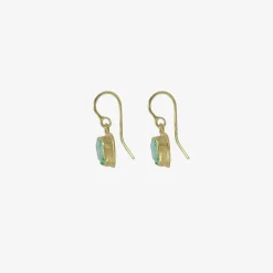 18k & square emerald single drop earrings, 3.62ct