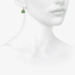 18k & square emerald single drop earrings, 3.62ct